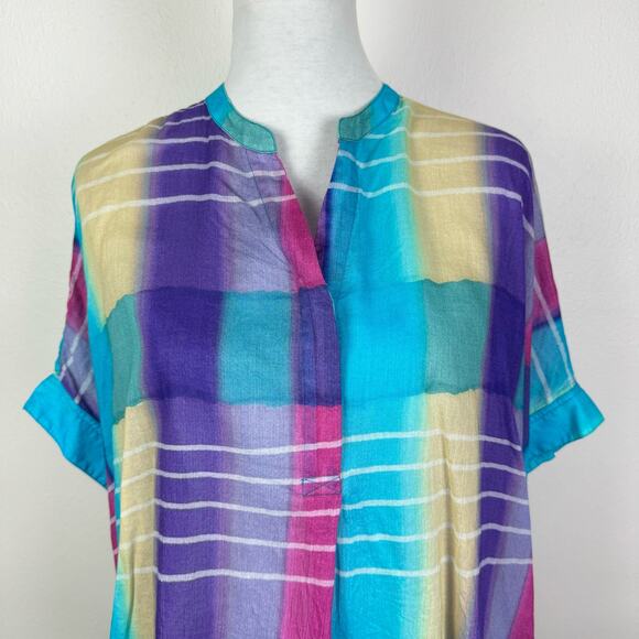 Soft Surroundings | Painterly Plaid Oversized Lightweight Popover Tunic Top - Picture 3 of 11